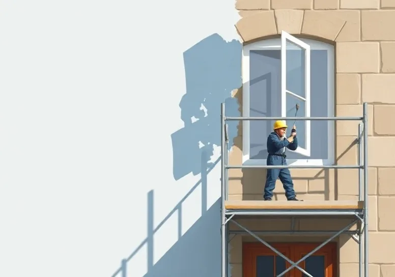 Ravalement de façade en pierre, nettoyage et application d'enduit